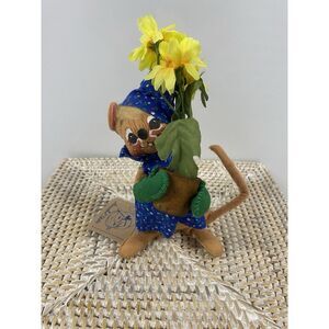 Annalee Dolls Green Thumb Mouse With Tags 2045 1992 Vintage Flower Gardener